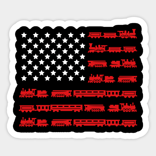 Train Shirt American Flag Railroad Train Lover Sticker by Nikkyta